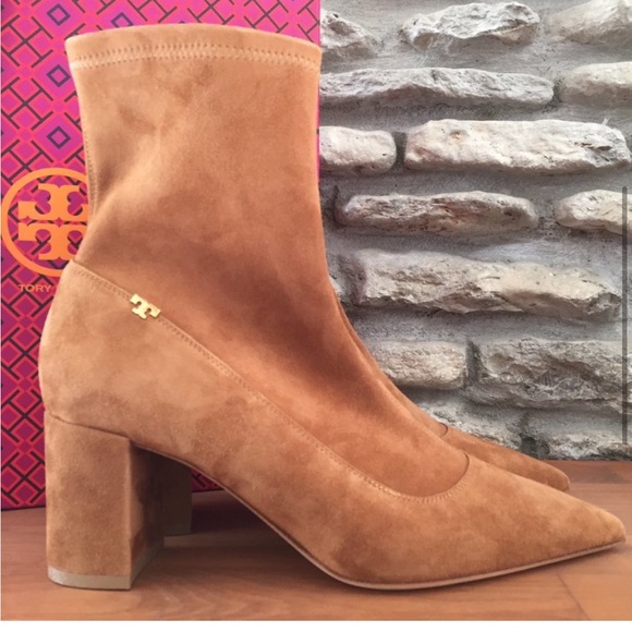 Tory Burch Penelope Size 7 Brown Stretch Suede Ankle Boot Bootie NEW - Picture 6 of 14